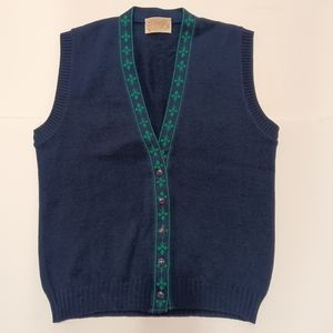 Pendleton Vintage Wool Fleur de Lis Buttonfront Sweater Vest